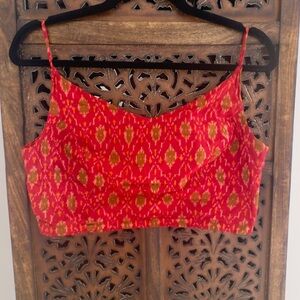 Fabindia pure silk Red and Brown okay print stylish blouse